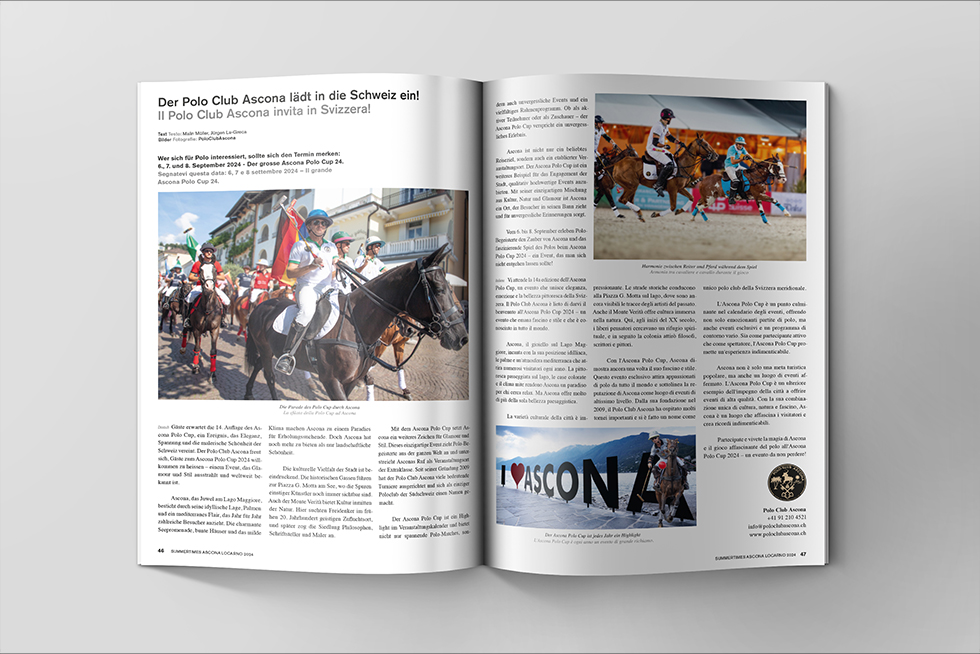 Das Magazin SUMMERTIMES berichtet über den Ascona Polo Cup 2024